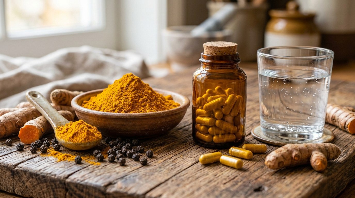 Turmeric capsules compared with turmeric powder