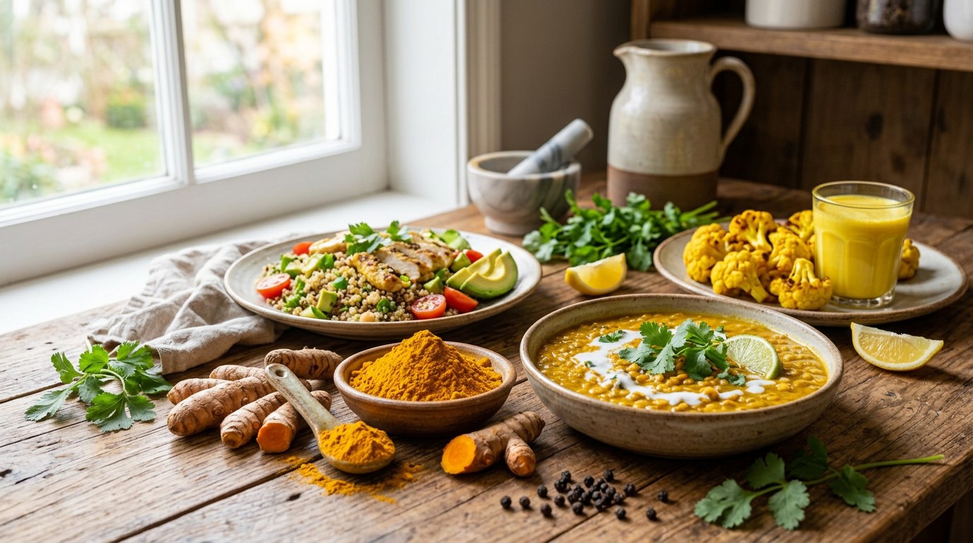 Natural turmeric food sources and fresh turmeric root