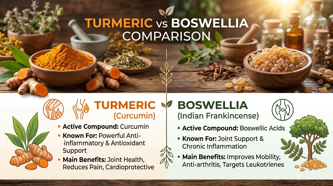 differences between turmeric (curcumin) and boswellia (Indian frankincense)