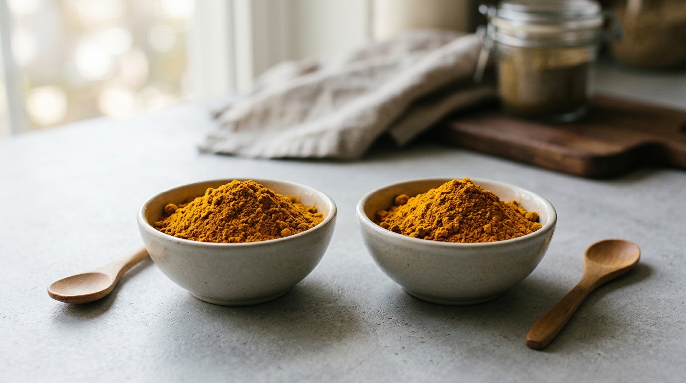 Comparison of organic and conventional turmeric powder