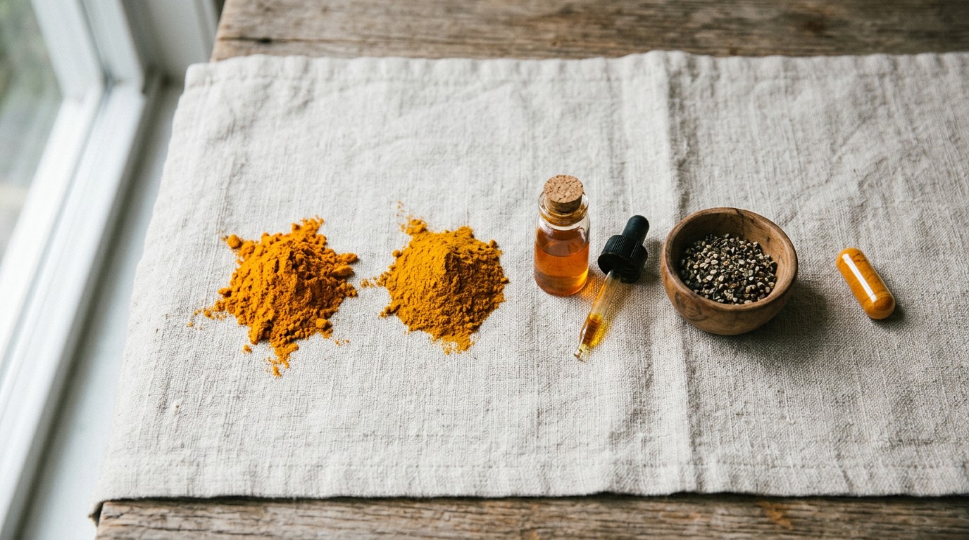 Ingredients commonly found in turmeric capsules including turmeric extract and curcumin