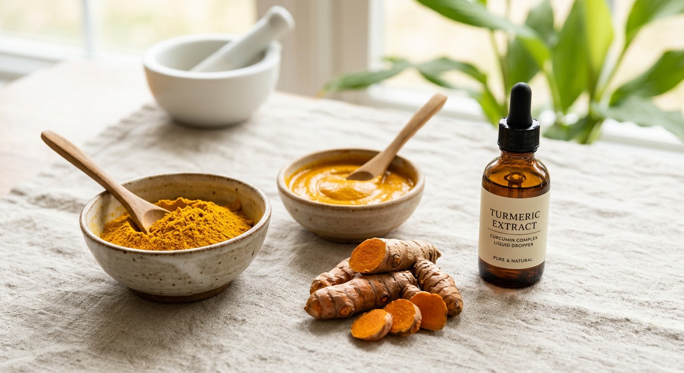 Turmeric paste, powder, fresh turmeric and turmeric extract compared
