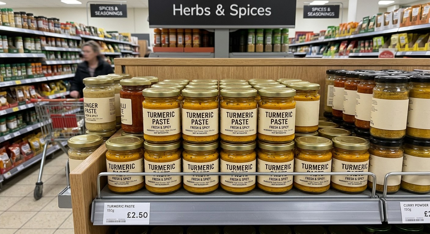 Turmeric paste at a supermarket for use in cooking