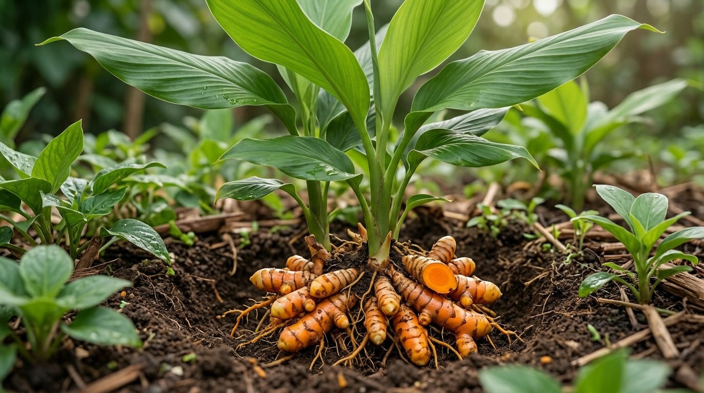 Turmeric plant growing naturally.
