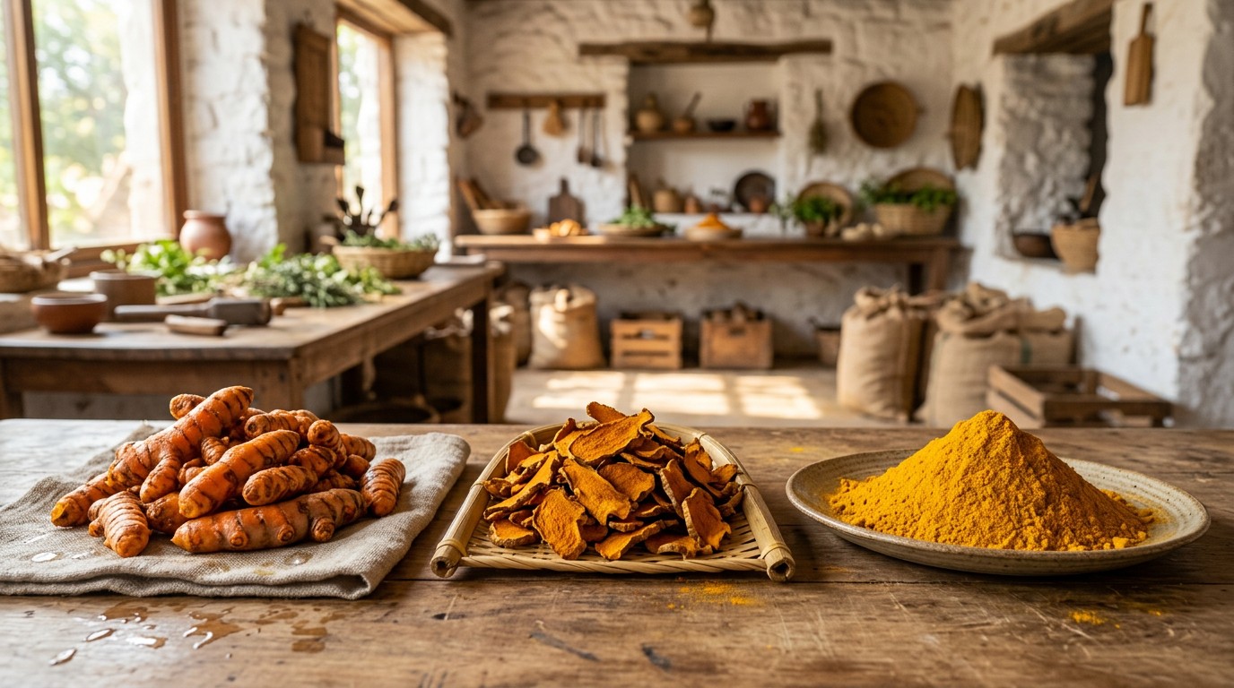 Turmeric rhizomes and ground turmeric powder