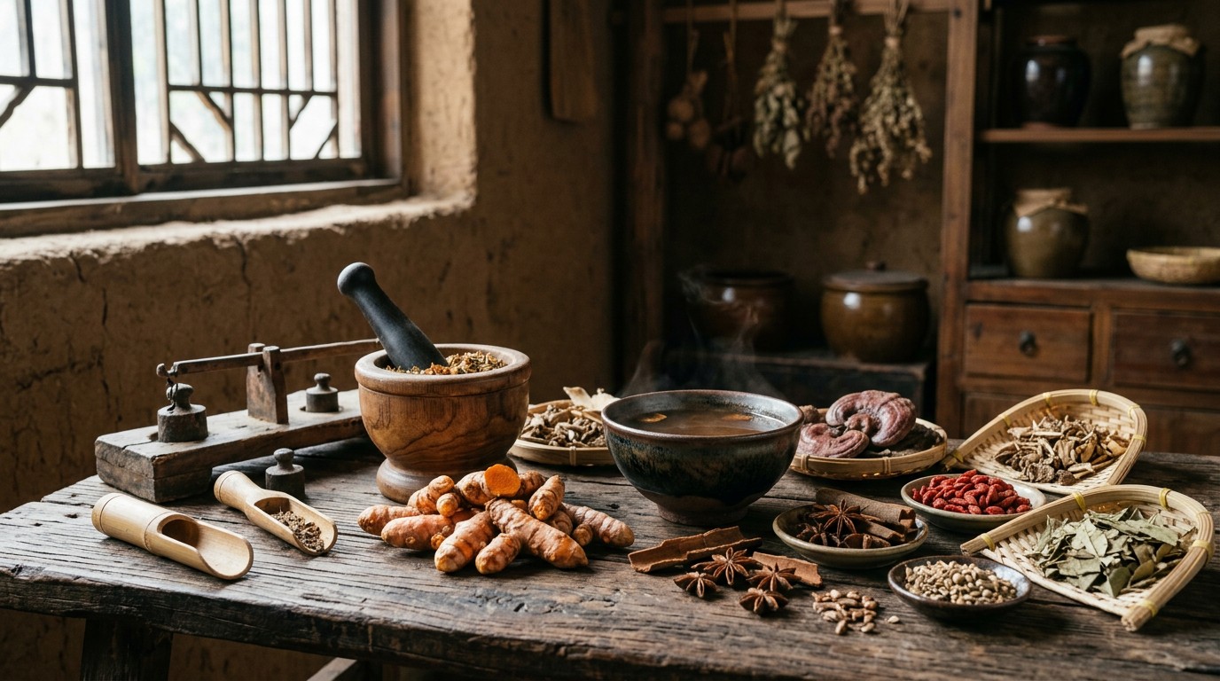 Turmeric rhizomes and traditional Chinese herbal medicine ingredients