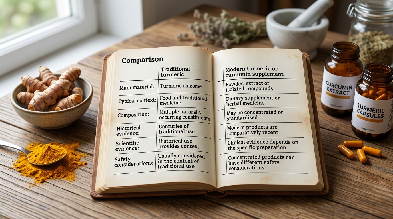 comparison of traditional turmeric vs modern turmeric supplements