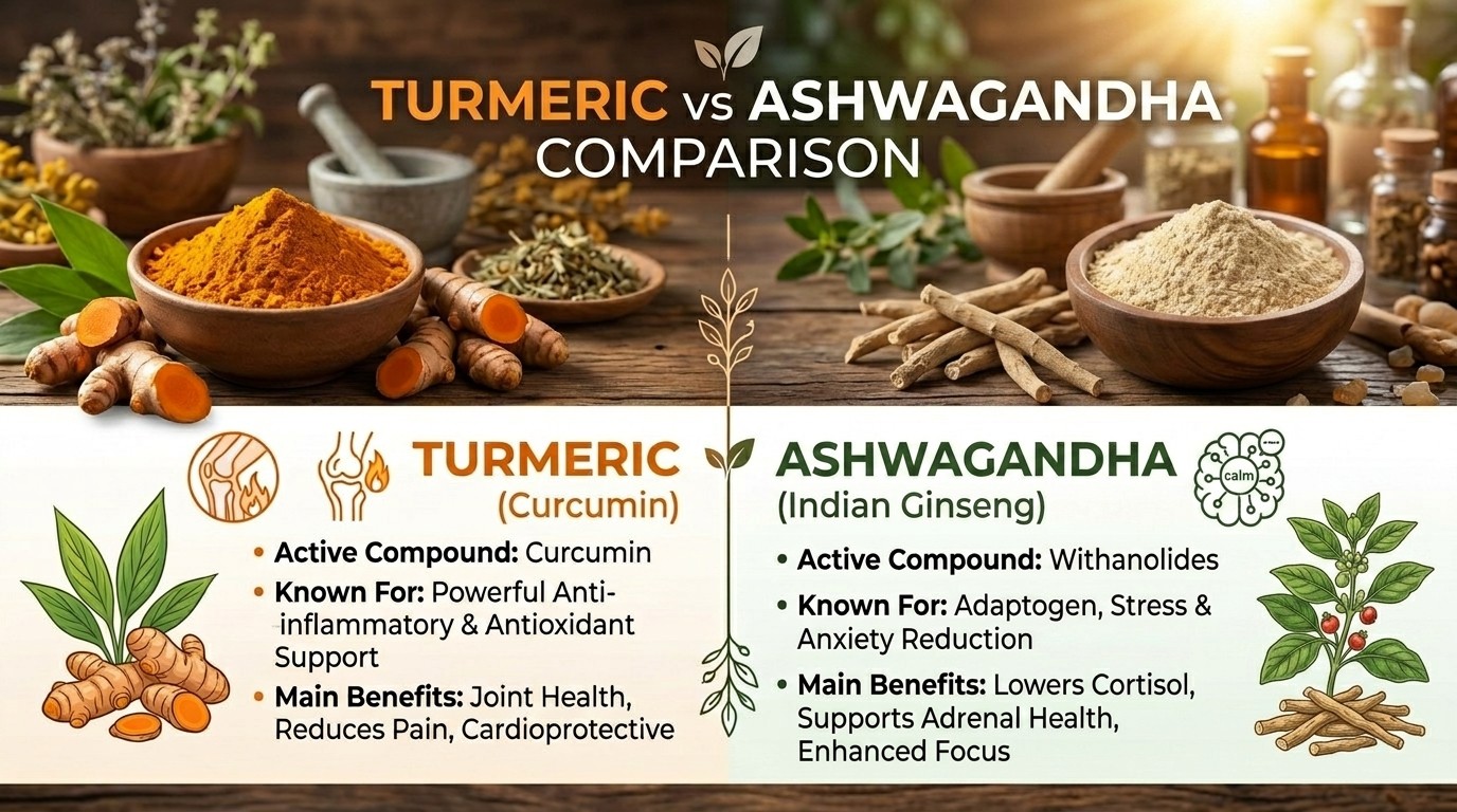 turmerics compound curcumin comparison with ashwagandhas compound withanolides
