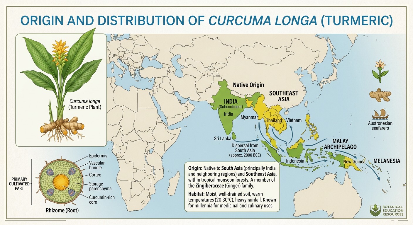 curcuma longa is native to south east Asia