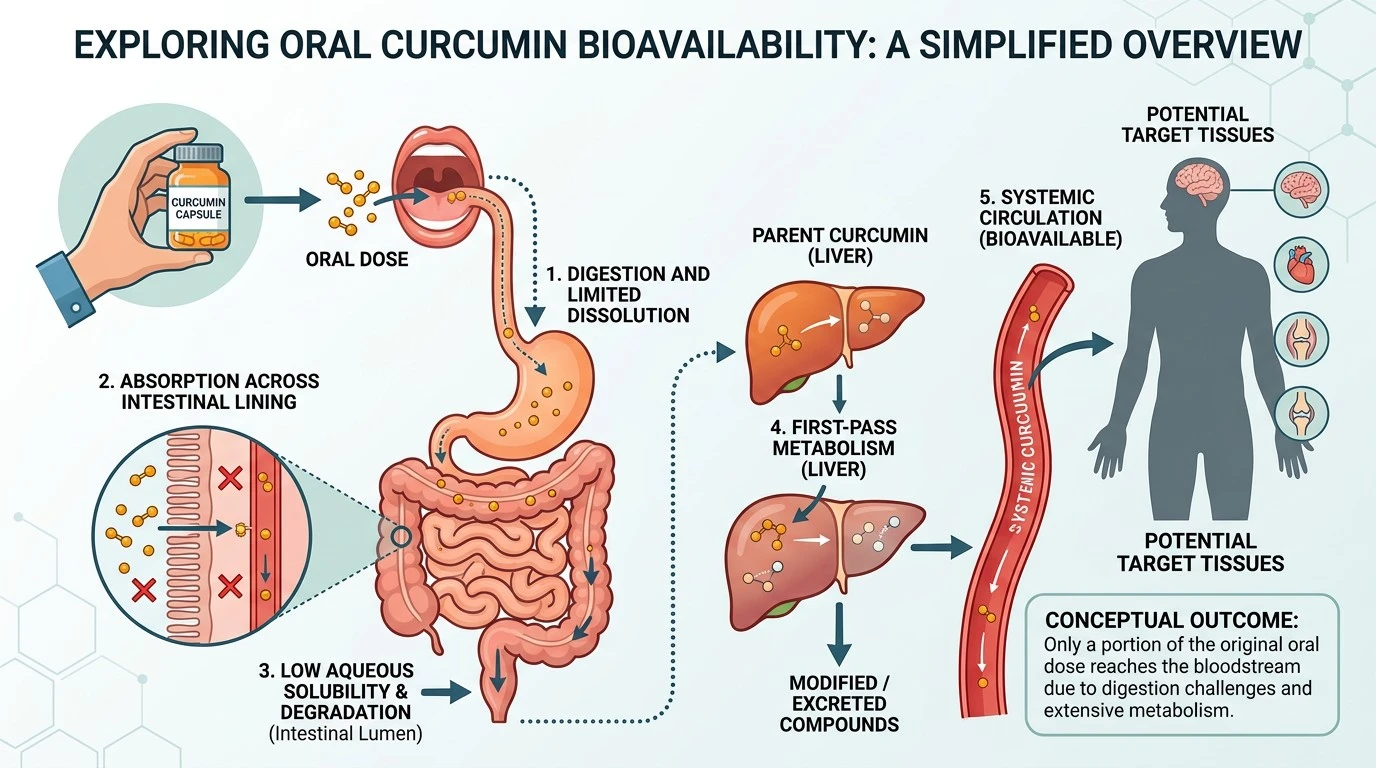 Diagram illustrating how curcumin formulations can differ in absorption
