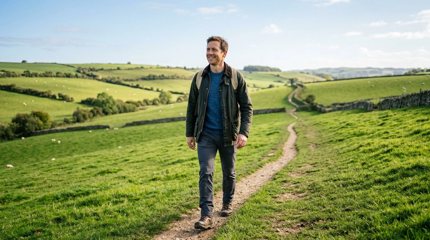 Healthy active adult walking outdoors