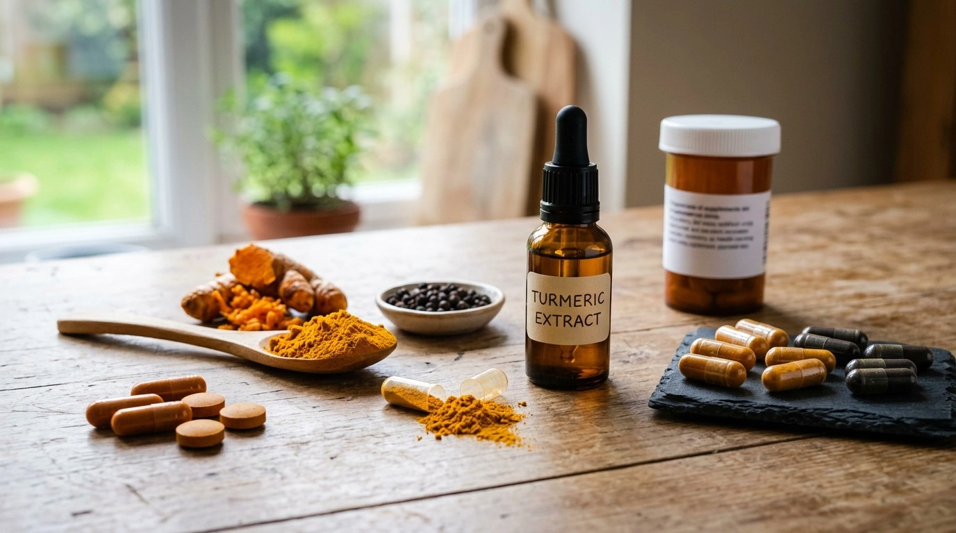Different high strength turmeric formulations including turmeric capsules, extract, curcumin and black pepper