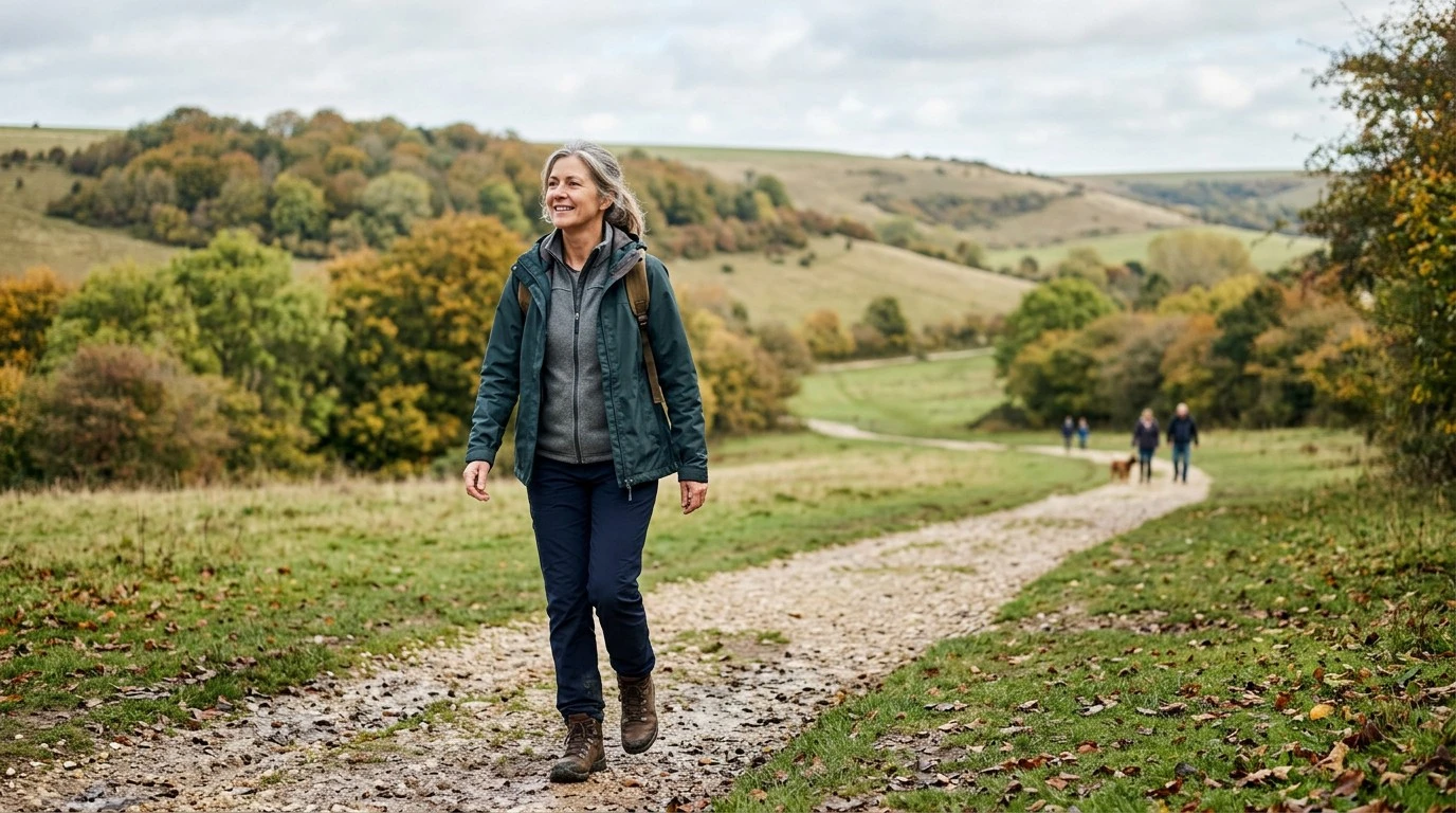 Active adult walking outdoors representing interest in joint health