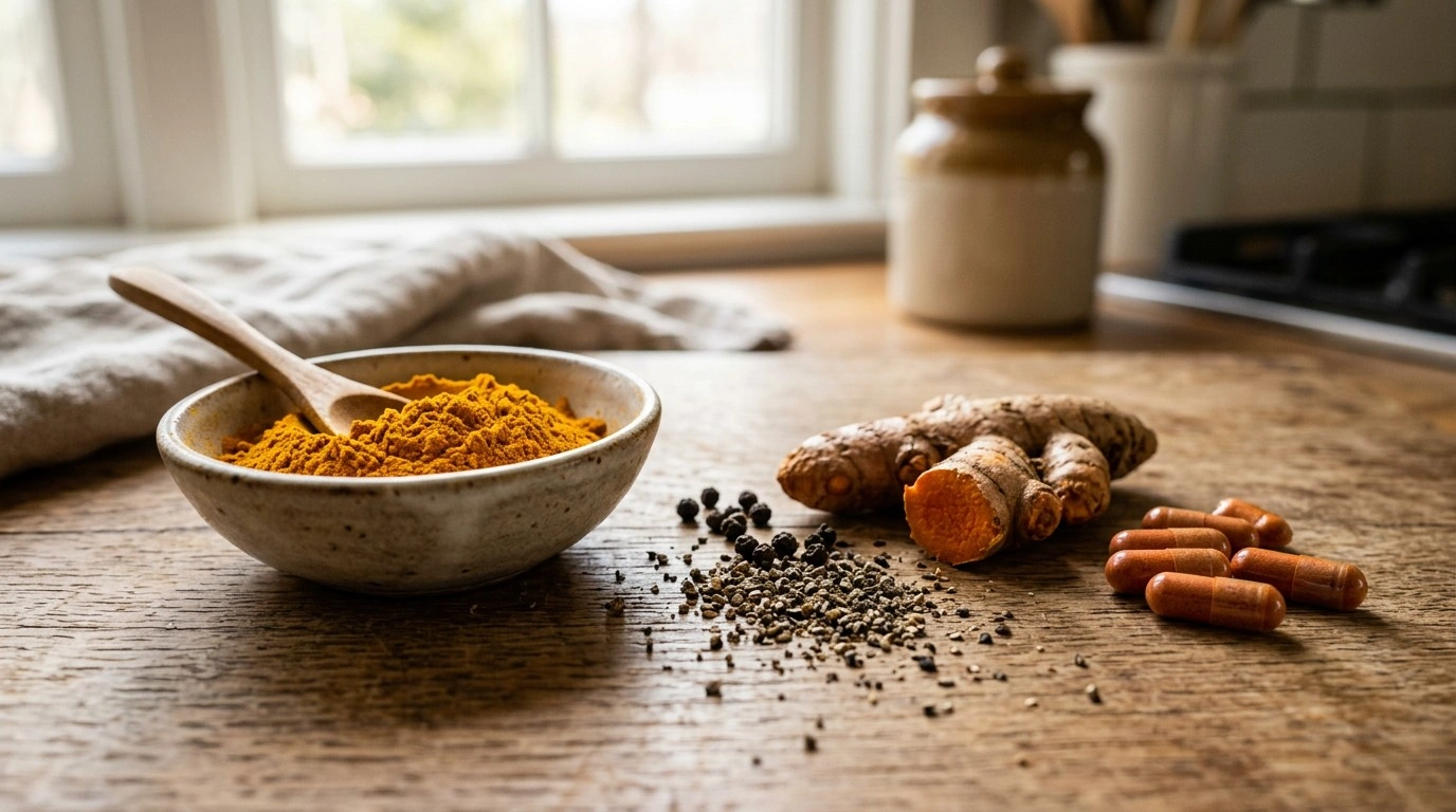 Turmeric powder with black pepper and turmeric capsules